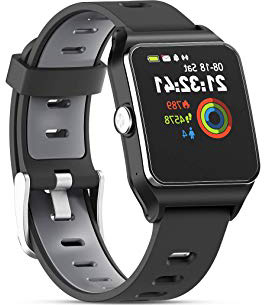 HolyHigh Reloj Inteligente Smartwatch Mujer Hombre Impermeable IP68 Pantalla Táctil Pulsera de Actividad Reloj Bluetooth con GPS Monitor de Ritmo Cardíaco Podómetro para iOS Android