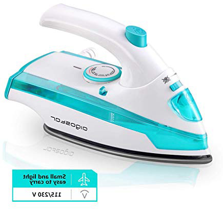 Aigostar Purpletravel 31HHL - Plancha de vapor. Doble voltaje (115V + 230 V). Diseño portátil especial para viajes. Potencia de 800 watios, suela de teflón antiadherente con depósito de 45 ml. Color Aguamarina, Diseño exclusivo.