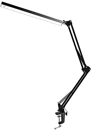 Lámpara de escritorio LED, lámpara de trabajo de arquitecto, brazo de oscilación de metal Lámpara de mesa de dibujo regulable con abrazadera Plegable Iluminación Luz Lámpara de Mesa Oficina
