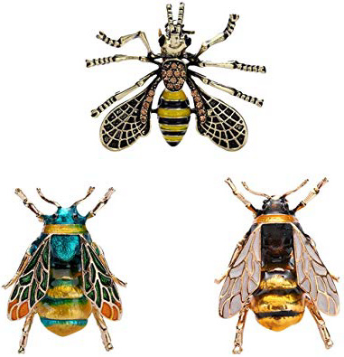 TOOGOO 3 Piezas Estilo Nuevo Vintage Broches Abeja Pin Broche De Metal Insecto Unisex Joyas para Hombres Y Mujeres Insignias De Abejorro Peque?o Joya De Moda