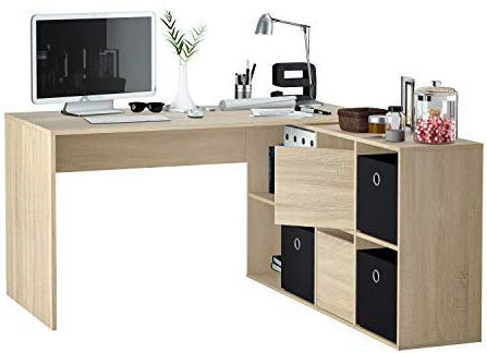 Habitdesign 004606F - Mesa Escritorio, Mesa despacho Reversible, Color Roble Canadian, Estudio Modelo Adapta XL