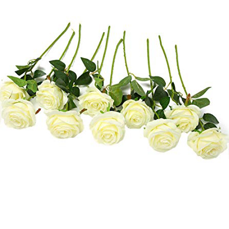 Ramo de rosas artificiales de seda Justoyou para arreglos florales para el hogar, la oficina o las bodas.
