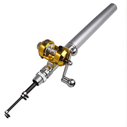 Digiflex – Mini Bolsillo Pesca Rod Poste Carrete Dorado – Plata