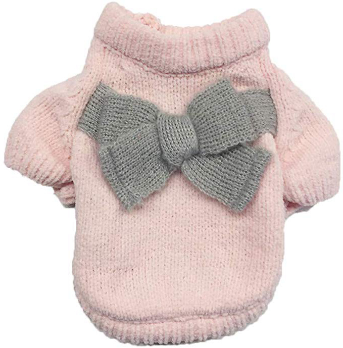 Ropa para Mascotas,Dragon868 Lindo Invierno Caliente Mascotas Perros Color sólido Arco-Nudo Camisas suéter …