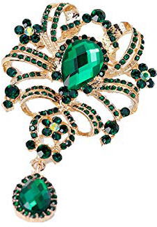 YAZILIND Hojas delicadas Hueco incrustados Rhinestones aleación Zirconia Colgante Broche Mujer niñas Accesorios