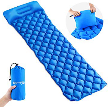 Glymnis Esterilla Inflable Colchoneta Almohada Inflable Impermeable Capacidad Máxima de Carga de 150KG para Viajes 190x56x6cm