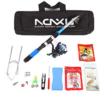 Lixada Combo de Pesca Caña de Pesca Telescópica+Carrete de Pesca Spinning Combo+Bolsa de Pesca+Cebos+Accesorios de Pesca