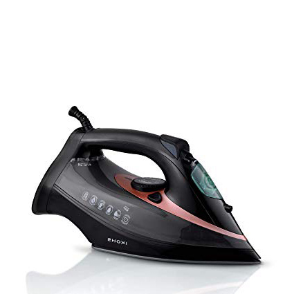 IKOHS Memphis 3000 - Plancha de Vapor, 3000 W, 240g Golpe de Vapor, 58g/min Vapor Constante, Revestimiento Ceramic Coat, 23.7x13cm,Color Negro