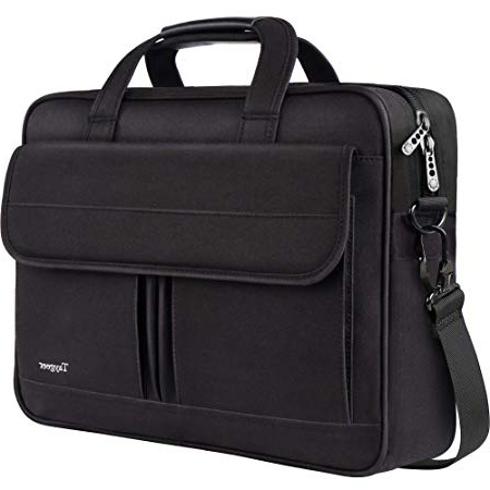 Bolsa para ordenador portátil de 15,6 pulgadas, maletín resistente al agua, bandolera expansible de 15 pulgadas con correa, funda de transporte Taygeer para hombres y mujeres de negocios, negro