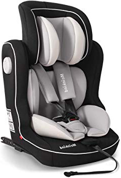 Meinkind Silla de Coche Niños Grupo 1 2 3 Isofix (9-36 kg), Crece con el Niño, Desde los 9 Mes Hasta los 12 Edad de Año Aprox, Normativa ECE R44/4, Negro