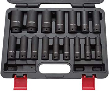 Set de vasos para llaves de impacto, 1/2 pulgadas, 10 - 32 mm, 16 piezas