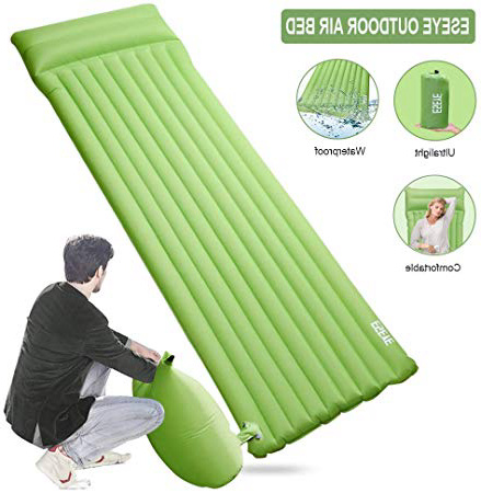 ESEYE Esterilla Acampada Hinchable Ultra Ligera, Portátil Impermeable Colchoneta Camping Durable Cómodo Dormir Pad con Almohada, Esterillas Inflables para Viajes, Mochilero, Senderismo Playa