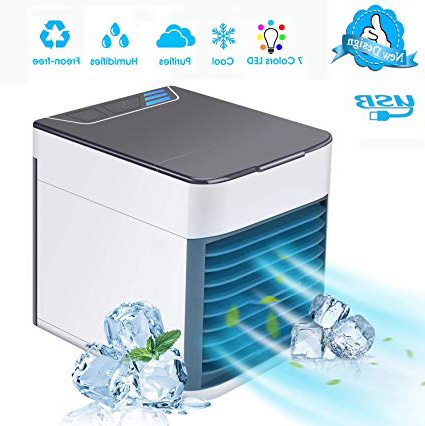 TTMOW 2019 Nuevo Mini Enfriador Portátil USB Aire Acondicionado 3 en 1 Ventilador Purificador Humidificador, 7 Colores, 3 Velocidades Ajustable para Hogar Oficina