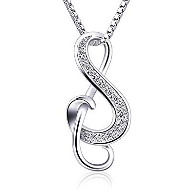 B.Catcher Collar Mujer 925 Plata de Ley ''Nota Musical'' con para Regalo Originales Cadena 45cm Longitud