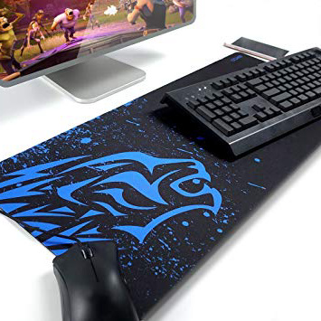 Exco - Alfombrilla gruesa de goma antideslizante para ratón, muy grande, para juegos, con diseños, para jugadores y trabajadores de oficina XL Blue Leopard