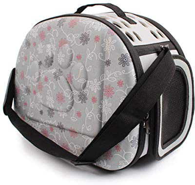 Yimidear Al Aire Libre Respirable Plegable Bolsa para Mascotas para Perro Gato Cómodo Viaje Talla Mediana Portador de Mascotas (Gris)