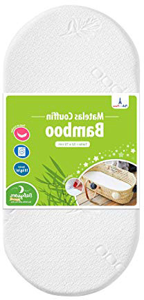 Babysom - Colchón Capazo bebé - Funda de Bambú - 72 x 32 cm - Transpirable - Antiahogo - Altura 4 cm - Desenfundable - Garantía 2 años