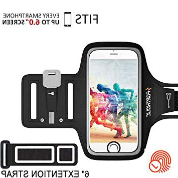 PORTHOLIC® Brazalete deportivo Para Deportes Más Correa De Extensión Con soporte para llaves, cables y tarjetas para iPhone 8 Plus/7 Plus/6 Plus ,Galaxy S9/S8 Plus,Huawei P20,6.0 pulgas (negro+)