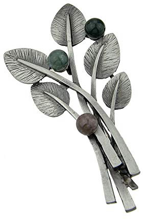 TOOGOO Accesorios de moda estilo vintage con broche de hoja de planta vuentas negras para mujer