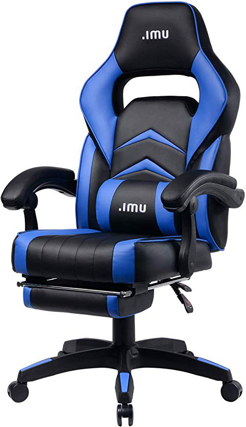 Umi. by Amazon - Silla Gaming Oficina Escritorio con Reposapies Gamer Ordenador Despacho Garantía de 2 años Sillas Ergonomica con Cojin Ajustable Color Azúl
