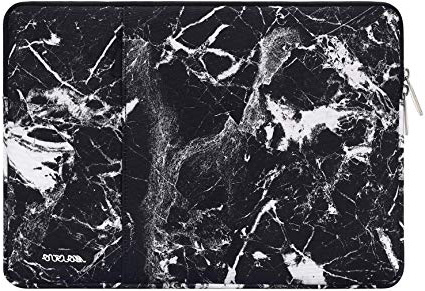 MOSISO Funda Protectora Compatible con 15-15,4 Pulgadas MacBook Pro Retina/Surface Book/DELL Lenovo HP de Portátil Ultrabook, Bolsa Blanda de Repelente de Agua de Estilo Vertical, Mármol Negro