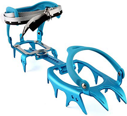 OUTAD Crampones de Escalada,14 Dientes con Cintur¨®n para Acampada y Senderismo(Paquete de 2)