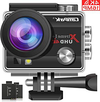 Campark ACT74 Cámara Deportiva 4k Ultra HD 16MP (WiFi, 170° Ángulo Ajustable Lens, Camara Acuatica de 30M con 2 Baterías y Accesorios Kit Compatible con gopro)
