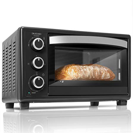 Cecotec Bake&Toast 550 Horno Eléctrico Multifunción de sobremesa, Puerta con Doble Cristal, Resistencias halógenas, Temperatura Hasta 230ºc Y Tiempo Hasta 60 Minutos, 23 litros, Negro