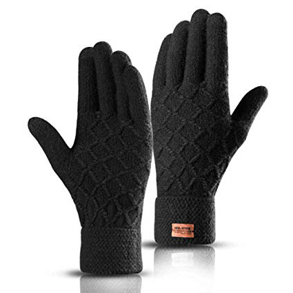 Guantes de invierno con pantalla táctil, guantes de punto de invierno, guantes cálidos Guantes de ciclismo con puño elástico de forro suave, guantes deportivos para enviar mensajes de texto