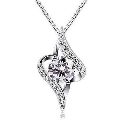 B.Catcher Mujer Collar Plata de Ley 925 con circón ''Eres el amor de mi vida'' con Para Regalo San Valentín Originales Cadena 45cm Longitud