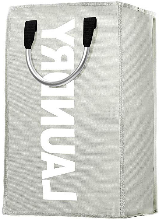 IHOMAGIC Cesto para Ropa Sucia Plegable con Asas Bolsa Colada para Cocina Hotel 40L Gris Claro