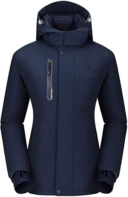 CAMEL CROWN Chaqueta Impermeable con Capucha para Mujer A Prueba de Viento Chaqueta de Esquí con Forro Polar Jacket Invierno para Montaña Acampada Viajes Snowboard Deportes