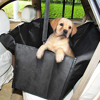 GHB Cubierta de Asiento de la Hamaca del Coche con Doble Cremallera Cubierta de Protección del Perro para Mascotas y Viajes Negro
