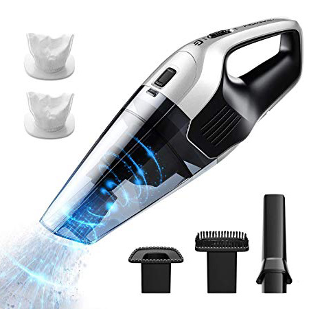 VicTsing, Aspiradora de Mano, 6500PA, Aspirador Mano Sin Cable de Tecnología Ciclónica, Aspirador Potente Sin Bolsa con Seco y Húmedo, 600ml Depósito,14.8V, Con 2 Filtro Lavable+3 Boquillas