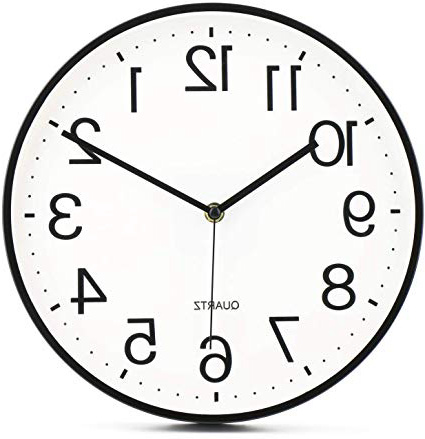 Tebery - Reloj de Pared (28 cm, silencioso, Esfera Grande), Color Negro