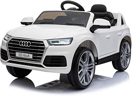 Homcom Coche Eléctrico para Niño 3-8 Años Audi Q5 con Mando a Distancia MP3 Luces y Sonidos Asiento de Cuero Apertura de Puerta 116x75x56cm Carga 30kg