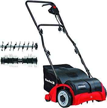 Einhell GC-SA 1231/1 - Escarificadora eléctrica (1200 W, 230V, 3 niveles de profundidad, ancho de trabajo: 31cm, capacidad de bolsa: 28L, con rodillo aireador) (ref. 3420620)