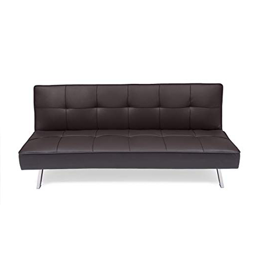 Homely - Sofá Cama de 3 plazas Apertura Clic-clac KOHTAO tapizado en Polipiel de 176 cm (Chocolate)