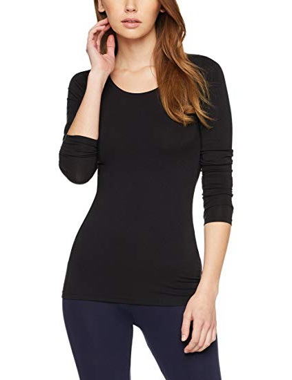 Marca Amazon - IRIS & LILLY Camiseta Interior Térmica Ligera de Manga Larga para Mujer