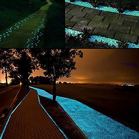 Middletone 100 piedras luminosas piedras fluorescente, se usan para el camino del jardín y la decoración, azul