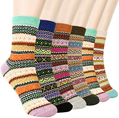 Tencoz 6 Pares de Calcetines Termicos Grueso Vintage Antideslizante de Lana para Hombres y Mujeres