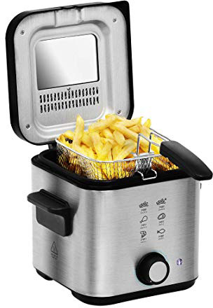 Cecotec CleanFry Infinity 1500, Freidora eléctrica, 1,5 L de Capacidad, 900W de Potencia, Filtro OilCleaner, Cubeta Antiadherente, Tapa con Filtro, Ventana de Control, Inox