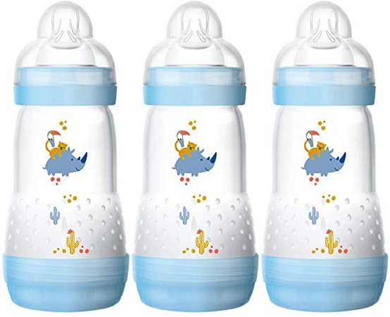 MAM - Biberón (autoesterilizante, anticólico, 260 ml, 3 unidades), multicolor, 2 Meses+