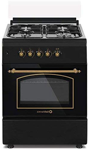 Cocina SolThermic F6S40G2I de Color Negro Rústico compuesta por 4 Quemadores y Horno Incorporado