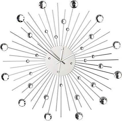 Out of the blue 79/3165 - Reloj de pared metálico diseño estrella de cristales, plata, plástico