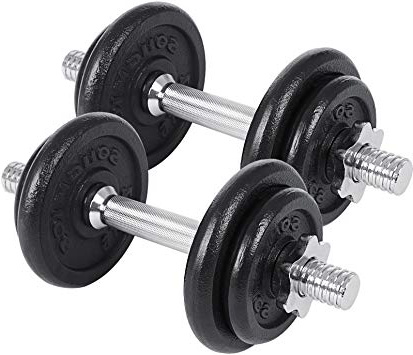 SONGMICS Juego de Mancuernas Ajustables de Hierro Fundido, para Hombres y Mujeres, Entrenamiento de Fitness, Levantamiento de Pesas en el Gimnasio de casa - 1 Par