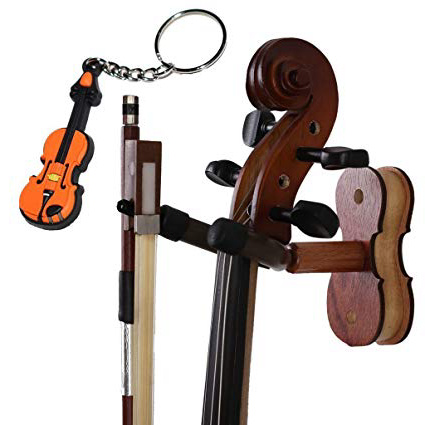 Moreyes - Colgador de pared para violín, colgador de madera con un llavero de violín incluido, Rosewood Color