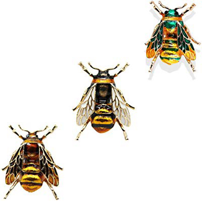 CAILI 3 pcs Broche de Abeja, Broche de Insecto Vintage, Broche de Aceite de Gota de Personalidad, Adorno Perfecto y Regalo para Niños y Niñas (Amarillo + Blanco + Verde)