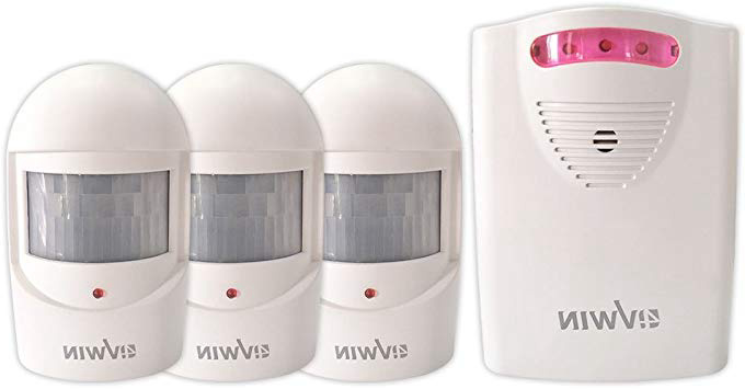 4Vwin - Juego de sistema de alerta de entrada inalámbrica de seguridad de hogar, 1 receptor y 3 sensores de infrarrojos detectores de movimiento PIR