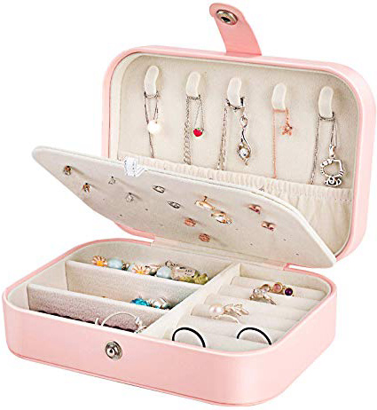 Gifort Caja Joyero Pequeña, Joyero Viaje Cajas para Joyas Jewelry Organizer para Mujer, para Anillos, Aretes, Pendientes, Pulseras y Collares